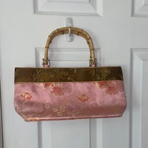 Vintage 90s Y2K Japanese style bamboo handle bag